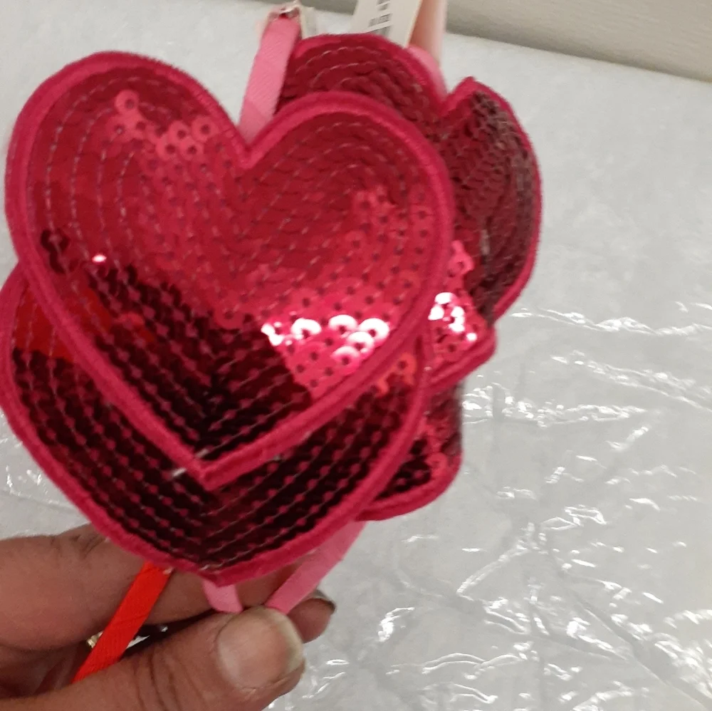 Red heart sequin headband New tag